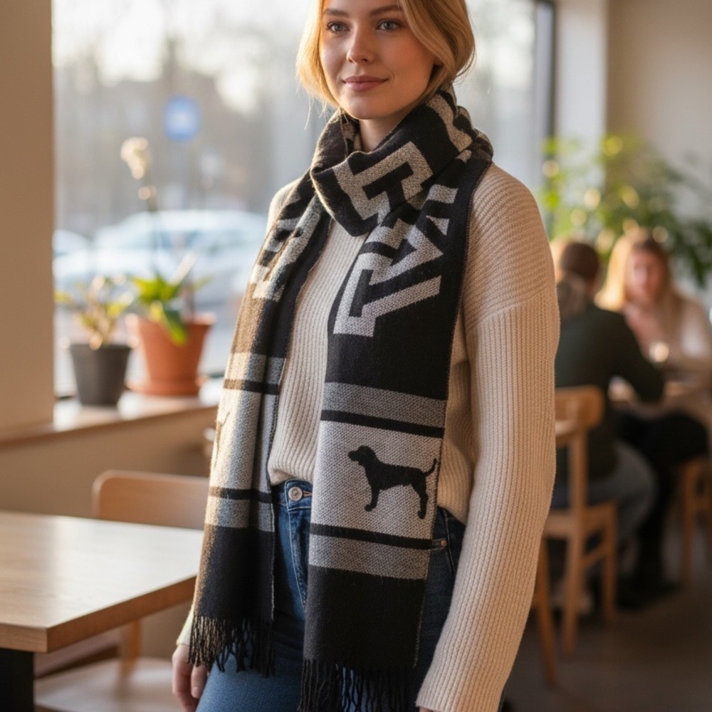 Victoria's Secret Black and Gray Scarf